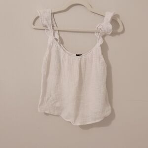 Monrow White Ruffle Gauze Top - Size Small